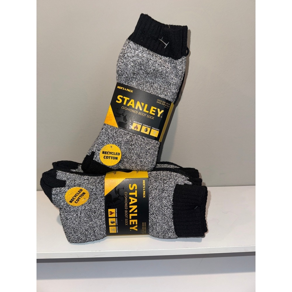 Stanley Mens 4 Pack Cushioned Boot Socks Recycled Cotton Shoe Size 6-12 (206)